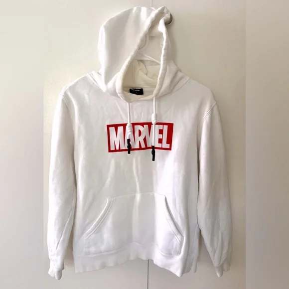 Marvel Graphic Print red&white Logo hoodie drawstring pullover sweater Women’s S - Picture 1 of 10
